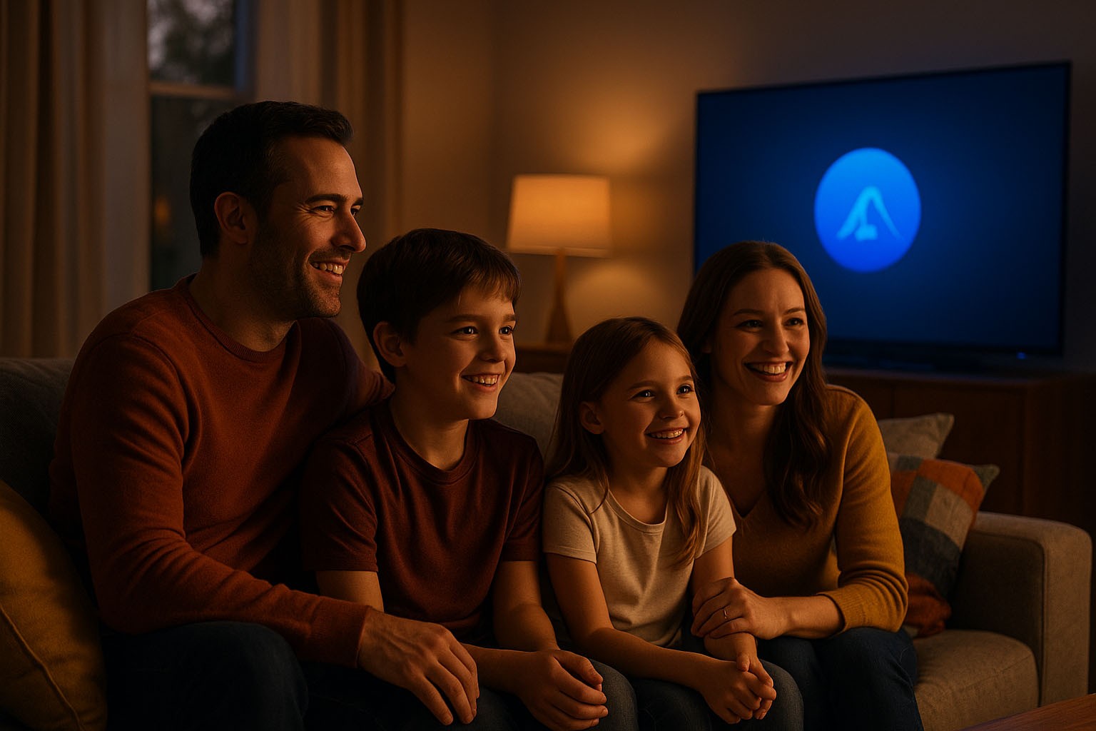 Family watching Paramount+ together
